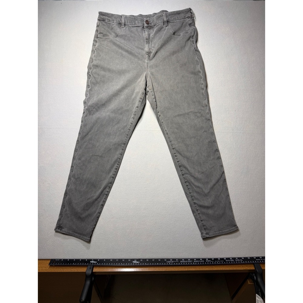 American‎ Eagle Grey High Waisted Skinny Jeans Stretch Denim Pants Womens